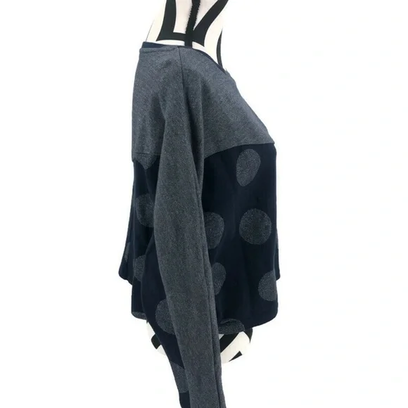 Anthropologie 9 H15 Stcl Navy Metallic Dot Top XL - Picture 6 of 8